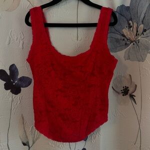 PINK Cinched Corset Top in Red Pepper